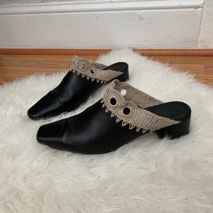 MIISTA LONDON crochet black leather mules